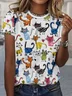 Casual Crew Neck Jersey Animal Picture T-Shirt