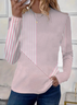 Women's Striped Printed Casual Round Neck Long Sleeve T-Shirt