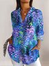 Geometric Casual V Neck Shirt
