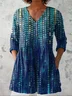 Women's Abstract Print Casual V Neck Blouse