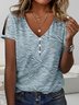 Print Casual V Neck Short Sleeve T-Shirt