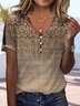 Print Casual V Neck Short Sleeve T-Shirt
