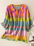 Women's Geometric Pattern Art Print Casual Peter Pan Collar Cotton Shirt