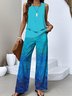 Casual Regular Fit Gradient Pattern Two-Piece Set With No