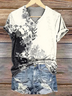 Women's Floral Print V-Neck Short Sleeve T-Shirt