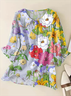 Casual Loose Floral Shawl Collar Shirt
