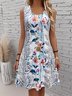 Regular Fit Floral Crew Neck Vintage Dress With No