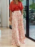 Women's Pocket Stitching Plain Daily Going Out Two-Piece Set Red Casual Summer Top With Pants Matching Set