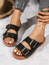 Summer Casual Fabric Plain Slide Sandals