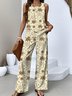 Regular Fit Coconut Tree Crew Neck Casual Two-Piece Set With No
