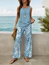 Women's Geometric Print Casual Vest Trousers Two-Piece Set