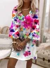 Women's Floral Print V Neck Dress