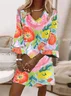 Women's Floral Print V Neck Dress