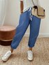 Faux Denim Print Graphic Casual Pants