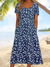 Women's Floral Print Casual Crew Neck Dress