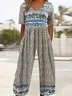 Women's H-Line V Neck Daily Going Out Casual Printing Floral Summer Ankle Pants Jumpsuit Romper