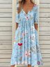 Loose Floral Vintage Dress With No