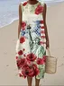 Crew Neck Casual Cotton Dress With No