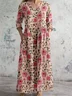 Floral V Neck Casual Jersey Dress