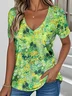 Floral Loose Casual V Neck T-Shirt