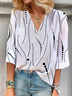 Women's Polka Dots Print V-Neck Casual Blouse
