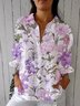 Shirt Collar Casual Botanical Pattern Shirt