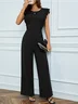 Women's H-Line Tank Crew Neck Daily Going Out Casual Peplum Plain Summer Long Jumpsuit Romper