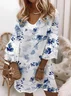 V Neck Loose Floral Vintage Dress