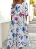 Women's Floral Print Casual Round Neck Short Sleeve Dress