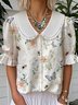 Loose Shawl Collar Floral Casual Shirt