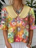 Simple Geometric Loose Shawl Collar Shirt