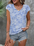 Women's Floral Print Casual V-Neck Short Sleeve T-Shirt