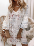 Cotton V Neck Vintage Loose Dress