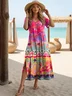 Women's Vintage Art Floral Print Dress