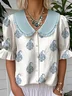 Geometric Casual Loose Shawl Collar Shirt