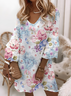 V Neck Vintage Loose Dress