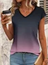 Women's Gradient Printed Casual V-Neck Short Sleeve T-Shirt