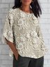 3D Printing Vintage Loose Crew Neck T-Shirt