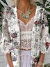 Casual 3/4 Sleeve Cotton Floral Cape Jacket