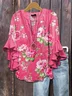 Women's Floral Ruffle Sleeve Top