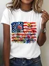 American Flag Floral Cotton T-Shirt