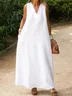 Casual Plain V Neck Maxi Dress