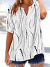 Women's Striped Printed Casual Short Sleeve Shirt