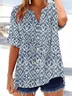 Women's Abstract Print Casual Short Sleeve Shirt