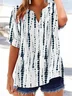 Women's Abstract Stripe Print Casual Short Sleeve Shirt