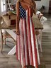 Women's Vintage Independence Day Flag Floral Patch Tank Dress