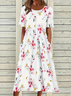 Women's Floral Print Crew Neck Dress