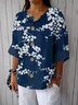 Casual Stand Collar Loose Linen Blend Shirt
