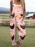 Animal Regular Fit Vacation Cotton And Linen Jumpsuit