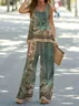 Women's Floral Print Vest Pants 2-Piece Set